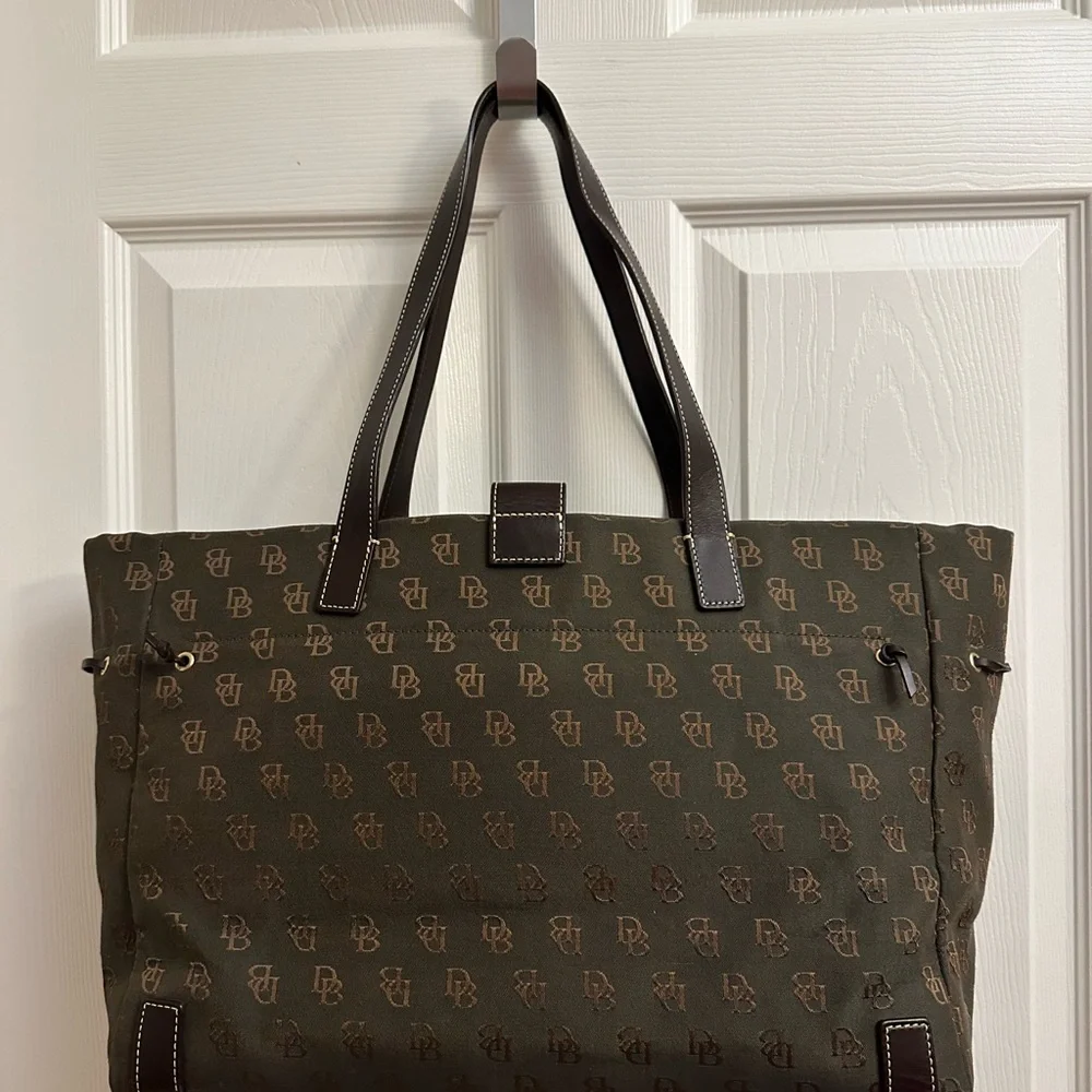 Dooney & Bourke Olive and Brown Monogram Tote/Laptop/Computer Bag/Tote